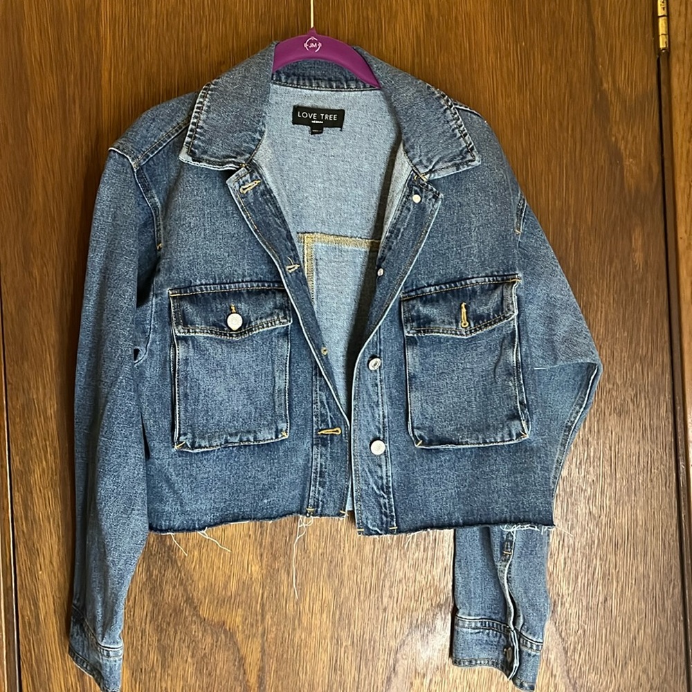 NEW - size medium love tree denim jacket